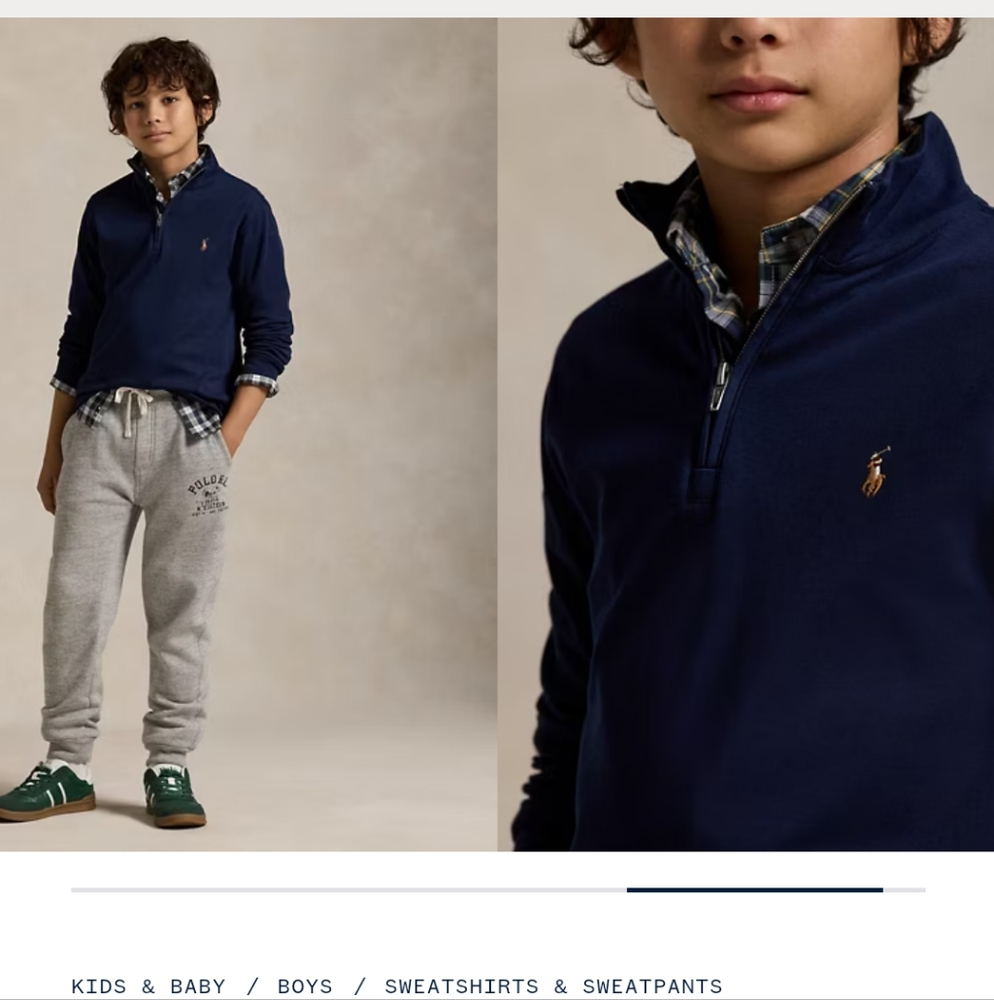 LIKE NEW Polo Ralph Lauren Navy Cotton Interlock Quarter-Zip Sweater